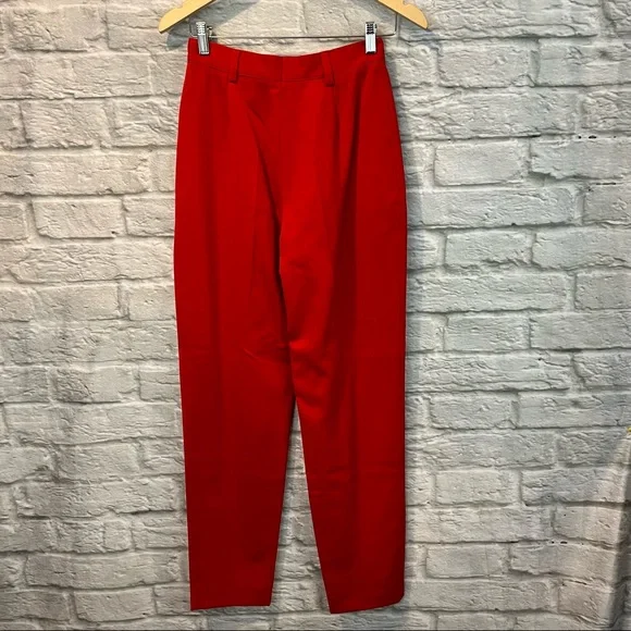 NWT Vintage Escada Women’s Euro 36 Bright Red Wool Blend Pleated Trousers - Picture 11 of 15